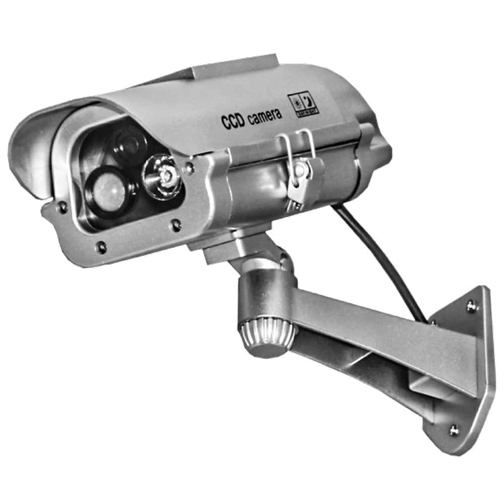Solar Powered Dummy Security Camera with Motion-Activated Flashing LED Strobe – 15-Foot Detection Range, Rechargeable Ni-MH Batteries Included, Rain Shield, Wall Mount, Indoor/Outdoor Use