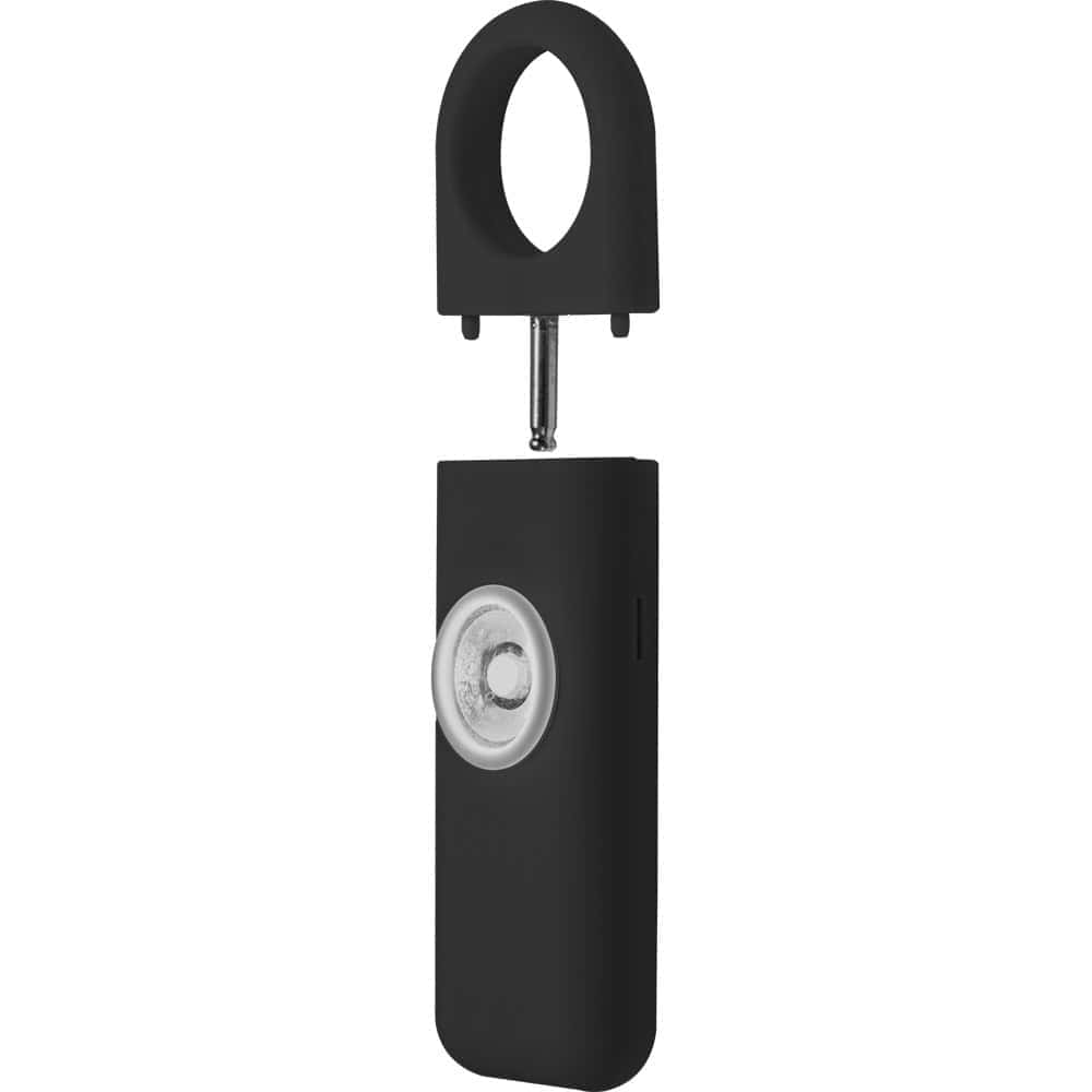 Personal Panic Alarm 130dB with 350-Lumen Strobe Light – Pull-Pin Activation, Keychain Clip, ABS Plastic Rubberized Body, 2 CR2032 Batteries Included, Available in Black, Blue, and Pink - Image 2