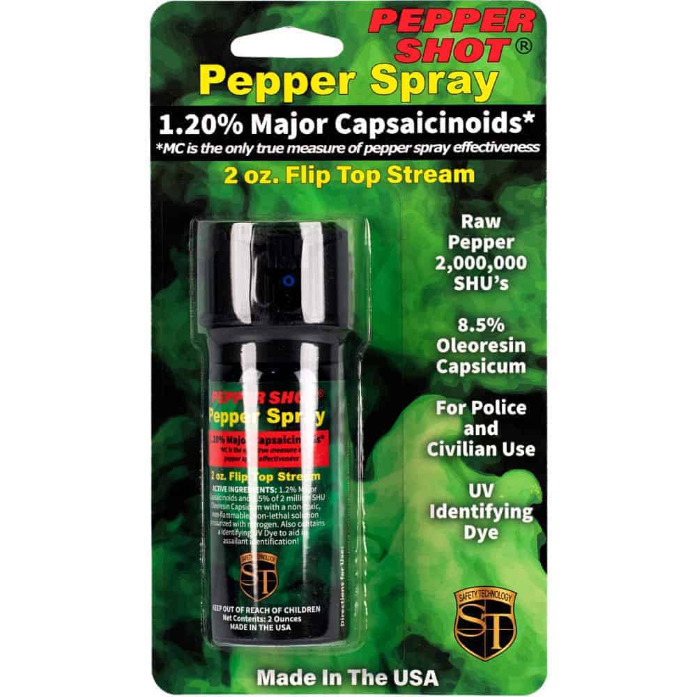 Pepper Shot 1.2% MC 2 oz Pepper Spray – 2,000,000 SHU, 8–10 Foot Range, 6–10 One-Second Bursts, UV Dye Included, Stream/Fogger/Flip-Top Options, Safety Technology - Image 9