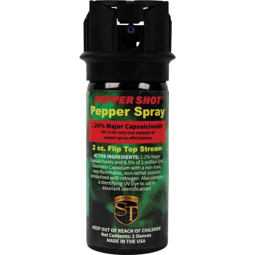 Pepper Shot 1.2% MC 2 oz Pepper Spray – 2,000,000 SHU, 8–10 Foot Range, 6–10 One-Second Bursts, UV Dye Included, Stream/Fogger/Flip-Top Options, Safety Technology - Image 6