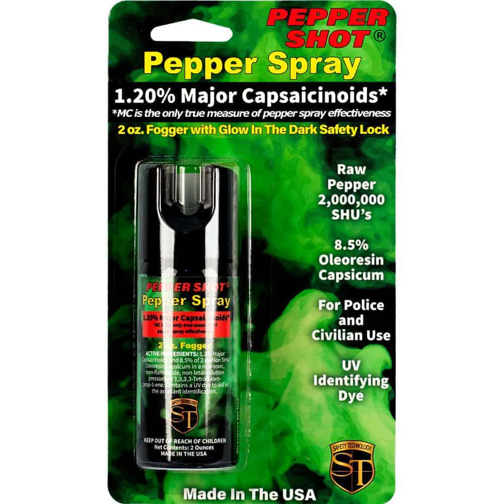 Pepper Shot 1.2% MC 2 oz Pepper Spray – 2,000,000 SHU, 8–10 Foot Range, 6–10 One-Second Bursts, UV Dye Included, Stream/Fogger/Flip-Top Options, Safety Technology - Image 4