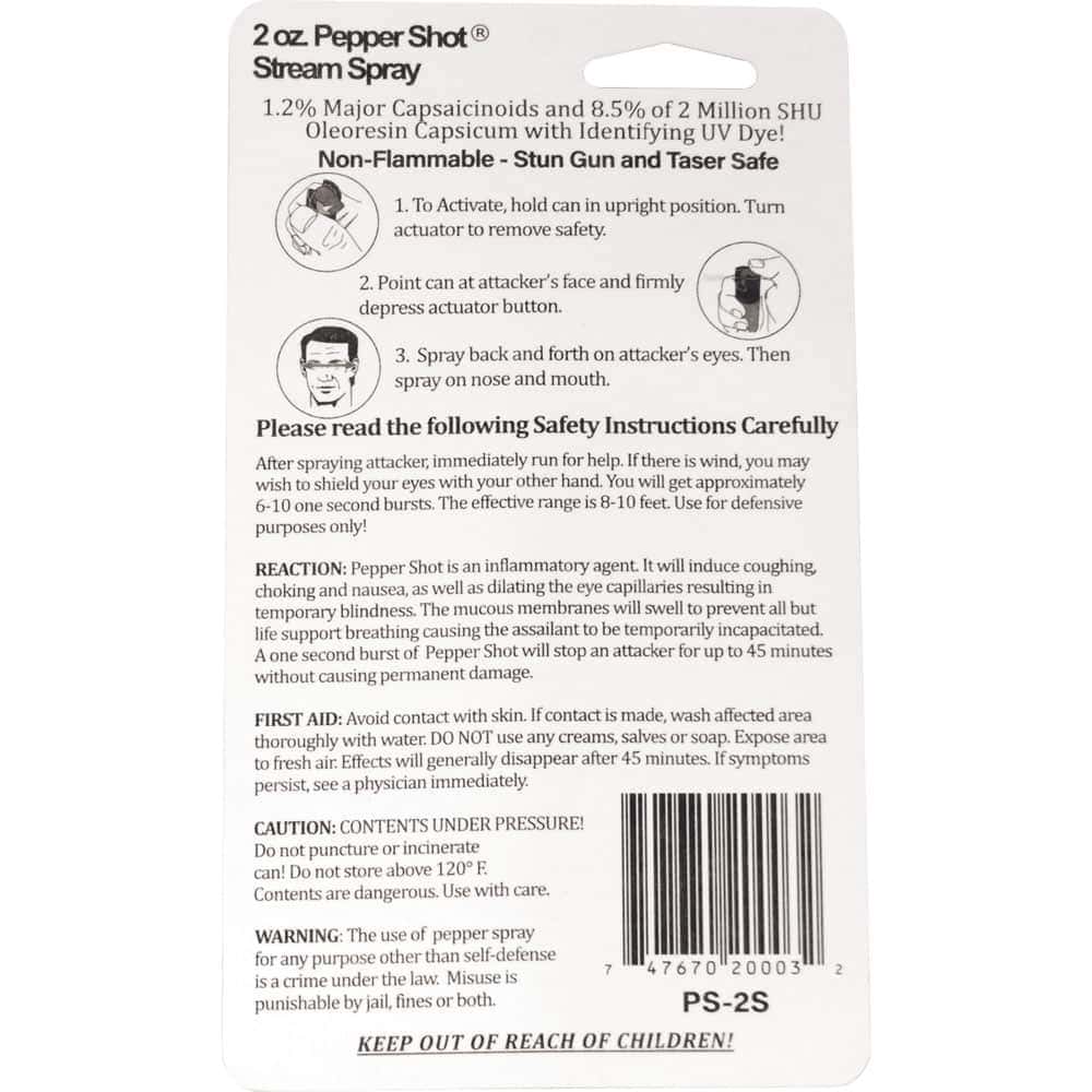 Pepper Shot 1.2% MC 2 oz Pepper Spray – 2,000,000 SHU, 8–10 Foot Range, 6–10 One-Second Bursts, UV Dye Included, Stream/Fogger/Flip-Top Options, Safety Technology - Image 15