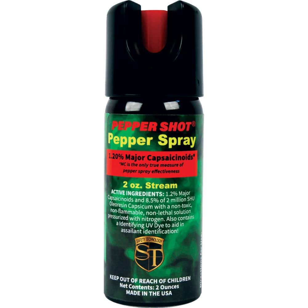 Pepper Shot 1.2% MC 2 oz Pepper Spray – 2,000,000 SHU, 8–10 Foot Range, 6–10 One-Second Bursts, UV Dye Included, Stream/Fogger/Flip-Top Options, Safety Technology - Image 11