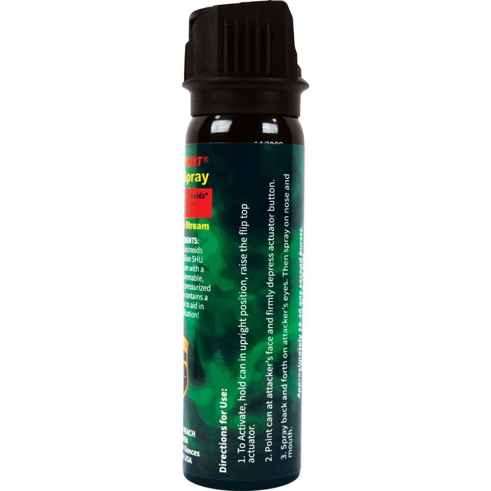 Pepper Shot 1.2% Major Capsaicinoids 4 oz Pepper Spray – 2,000,000 SHU, Stream, Fogger & Flip Top, 18-20 Bursts, 13-18 Ft Range, UV Dye, Leatherette Belt Holster Included - Image 7