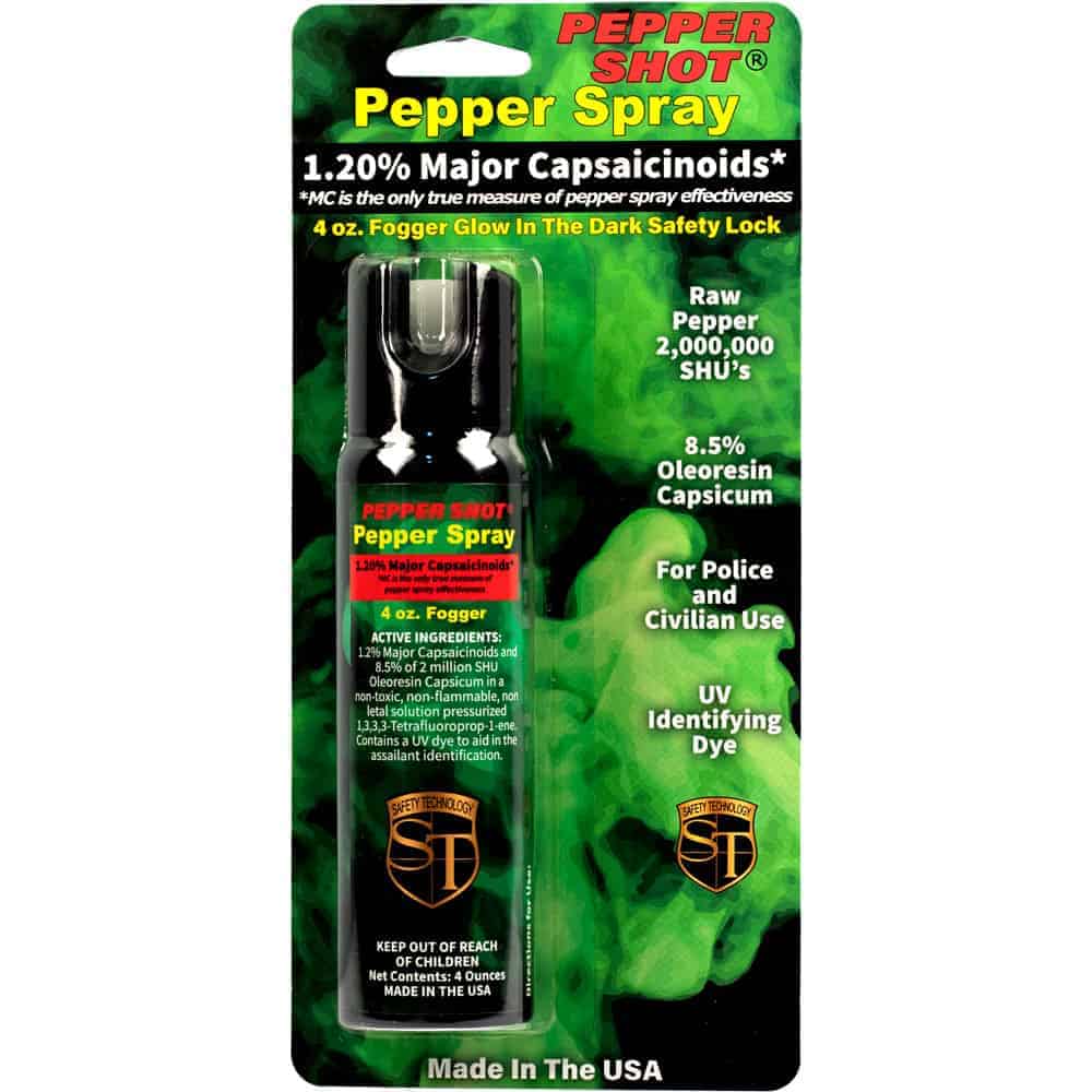 Pepper Shot 1.2% Major Capsaicinoids 4 oz Pepper Spray – 2,000,000 SHU, Stream, Fogger & Flip Top, 18-20 Bursts, 13-18 Ft Range, UV Dye, Leatherette Belt Holster Included - Image 4