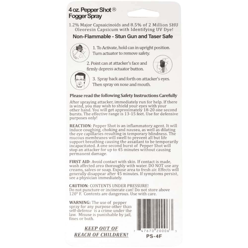 Pepper Shot 1.2% Major Capsaicinoids 4 oz Pepper Spray – 2,000,000 SHU, Stream, Fogger & Flip Top, 18-20 Bursts, 13-18 Ft Range, UV Dye, Leatherette Belt Holster Included - Image 5
