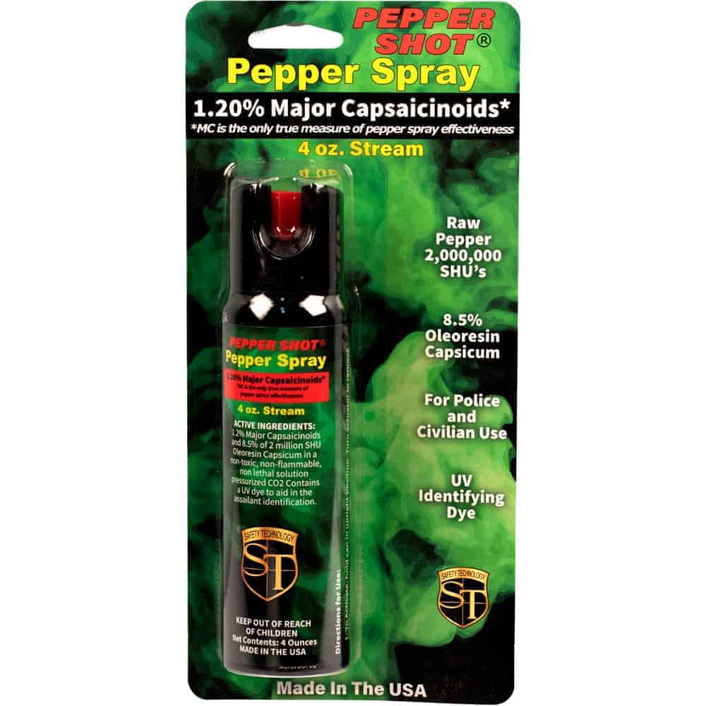 Pepper Shot 1.2% Major Capsaicinoids 4 oz Pepper Spray – 2,000,000 SHU, Stream, Fogger & Flip Top, 18-20 Bursts, 13-18 Ft Range, UV Dye, Leatherette Belt Holster Included - Image 13