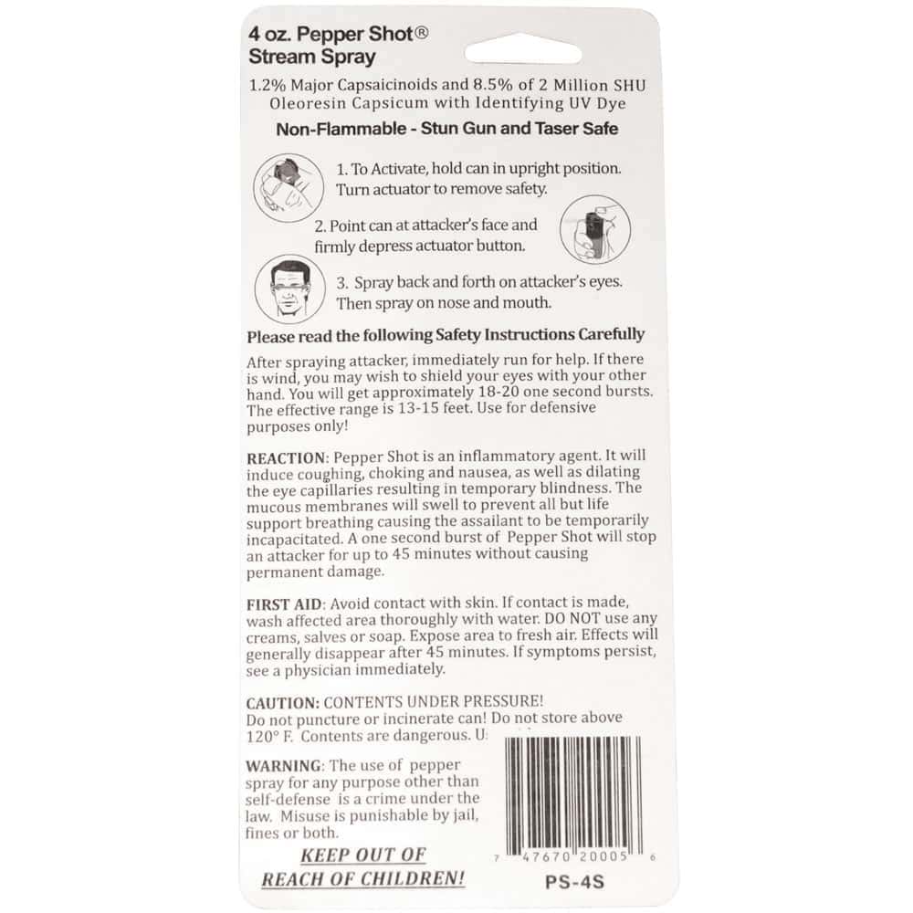 Pepper Shot 1.2% Major Capsaicinoids 4 oz Pepper Spray – 2,000,000 SHU, Stream, Fogger & Flip Top, 18-20 Bursts, 13-18 Ft Range, UV Dye, Leatherette Belt Holster Included - Image 14