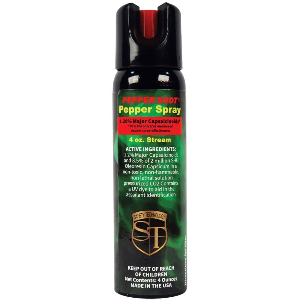 Pepper Shot 1.2% Major Capsaicinoids 4 oz Pepper Spray – 2,000,000 SHU, Stream, Fogger & Flip Top, 18-20 Bursts, 13-18 Ft Range, UV Dye, Leatherette Belt Holster Included - Image 10