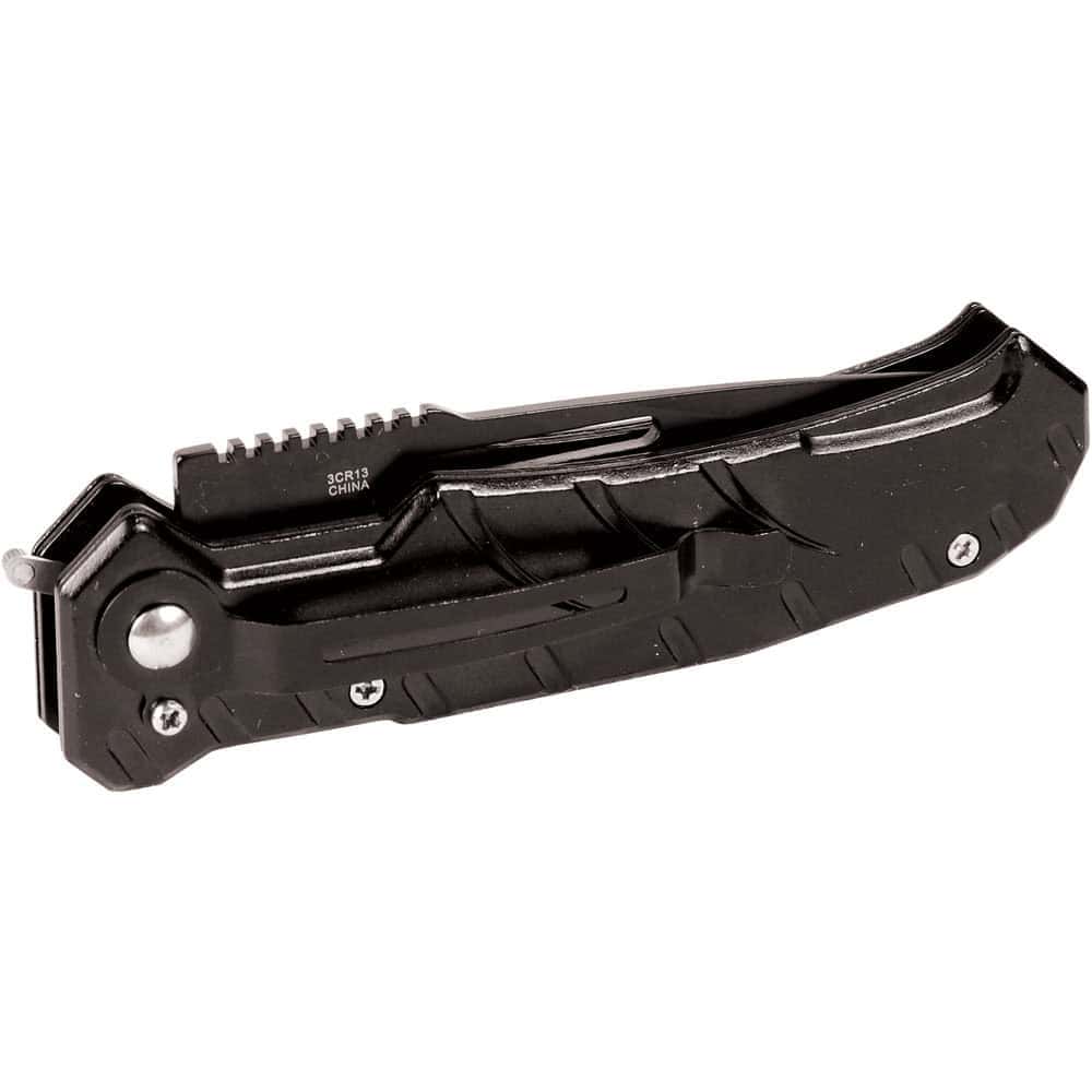 Automatic Heavy Duty Knife with Solid Stainless Steel Handle and Safety Lock – 3.5" Blade, 8" Overall Length, Side-Deploy Automatic Action - Image 3