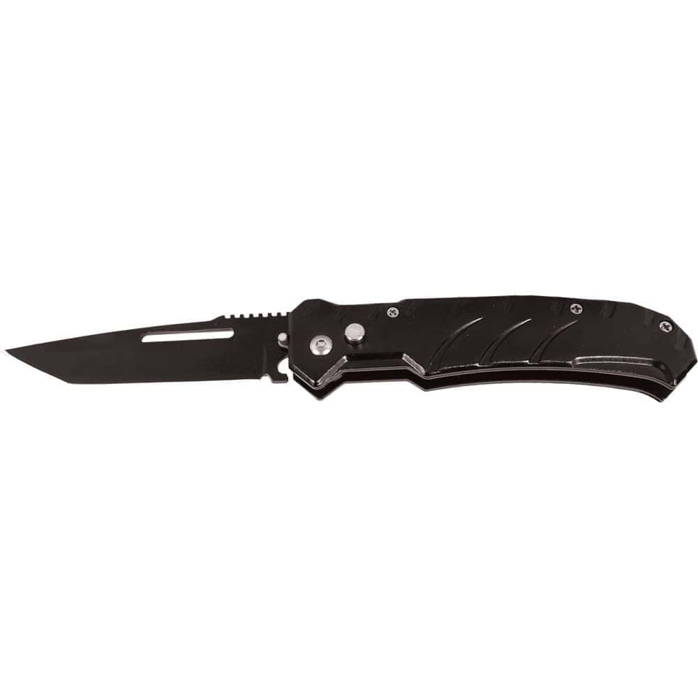 Automatic Heavy Duty Knife with Solid Stainless Steel Handle and Safety Lock – 3.5" Blade, 8" Overall Length, Side-Deploy Automatic Action