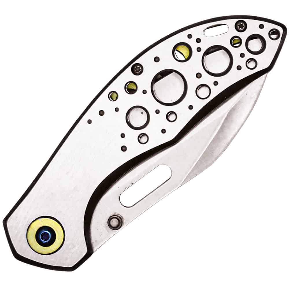Assisted Open Folding Pocket Knife with Gold Trim – 3.5" Two-Tone 3Cr13 Steel Blade, 8" Overall, Stainless Steel Handle, Belt Clip Included - Image 3