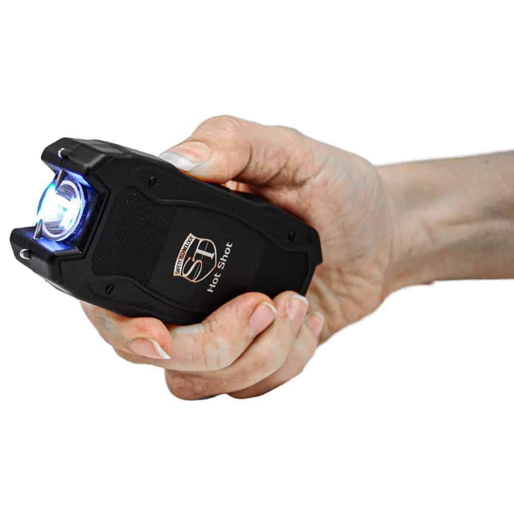 Hot Shot Stun Gun Flashlight 90,000,000 Volts – 4.8 Milliamp Output, 100-Lumen LED, Built-In Battery Meter, Rechargeable USB, Nylon Belt Holster, Lifetime Warranty, Safety Technology - Image 6