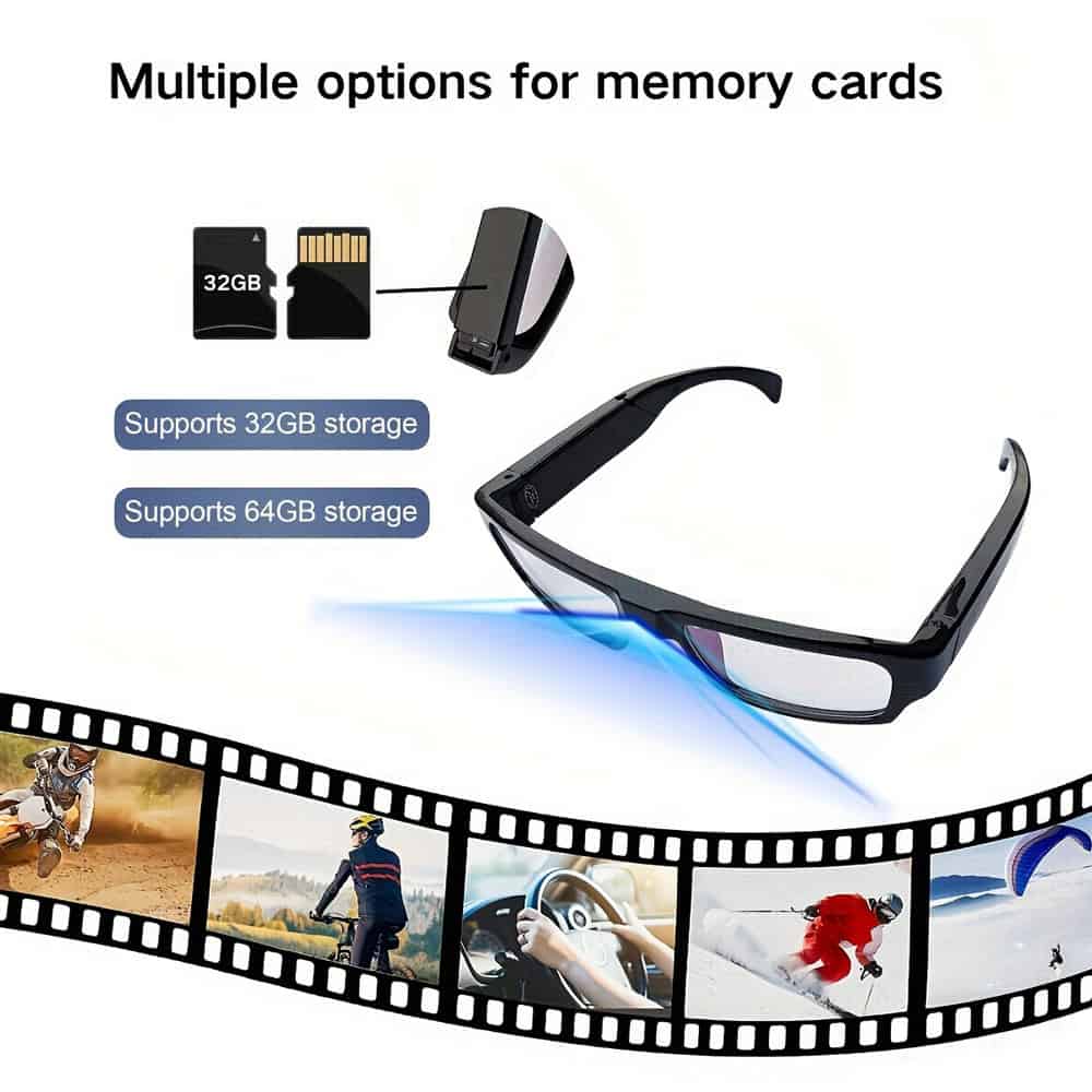 HD Eyeglasses Hidden Spy Camera with Built-In DVR – 1920x1080P, 30fps, 32GB Storage, Rechargeable, One-Button Operation, Includes Carrying Case and SD Card Reader - Image 10
